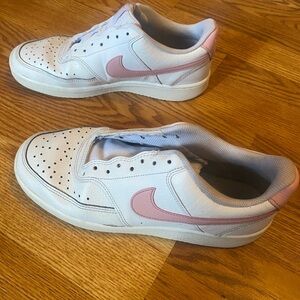 Nike White Sneakers with Pink Accents